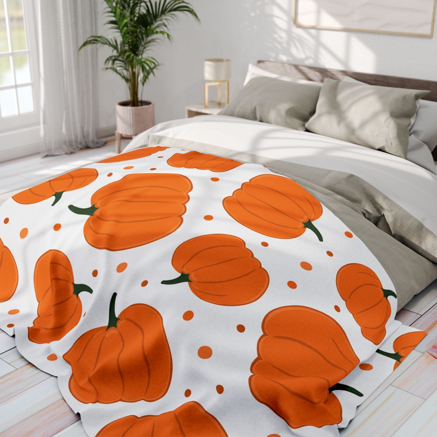 Cozy Pumpkin Fleece Blanket | Perfect for Fall Decor, Halloween, Thanksgiving, Home Warmth, Gift Idea