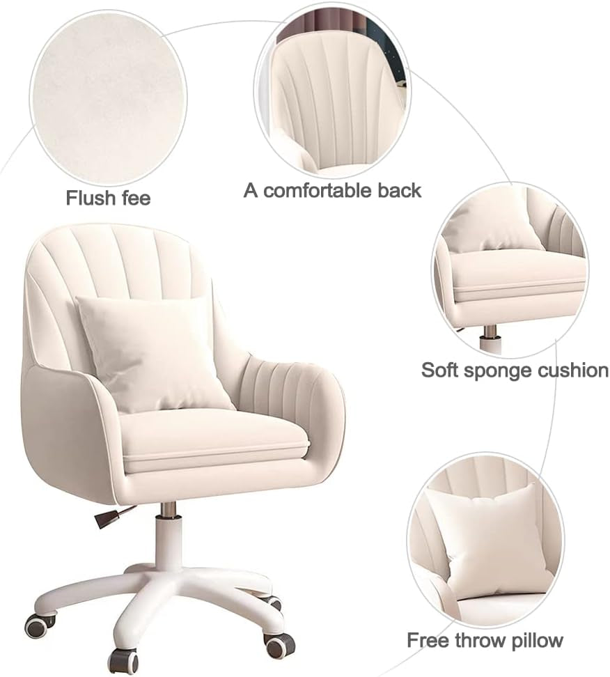 Home Office Chair Computer Chair with Mid-Back Upholstered Modern Tufted Computer Task Chair Swivel Height Adjustable Velvet Accent Chair.