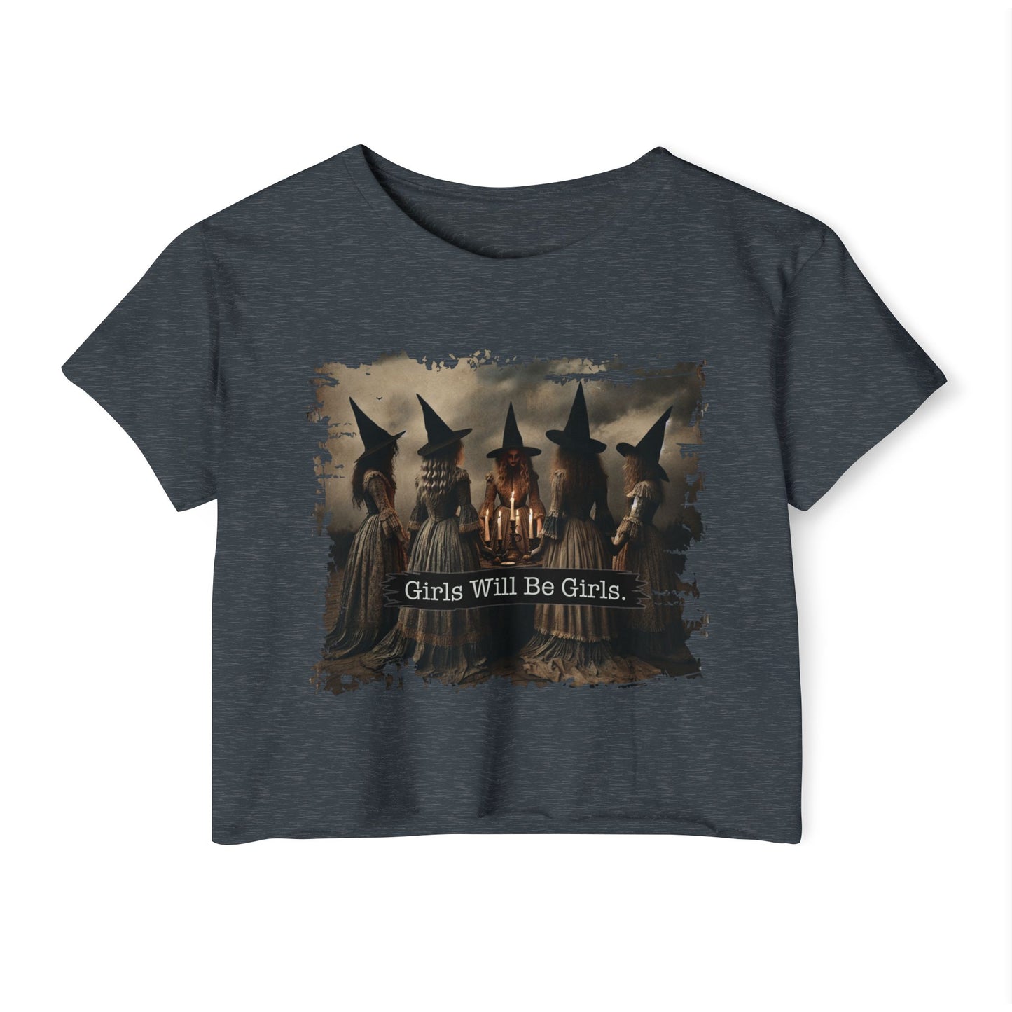 Women's Festival Crop Top with 'Girls Will Be Girls' Graphic, Boho Style Top, Concert Top, Halloween Outfit, Gift for Her, Summer [...]