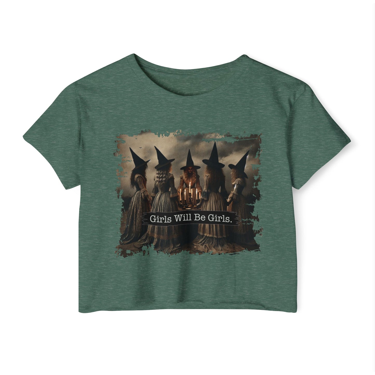 Women's Festival Crop Top with 'Girls Will Be Girls' Graphic, Boho Style Top, Concert Top, Halloween Outfit, Gift for Her, Summer [...]