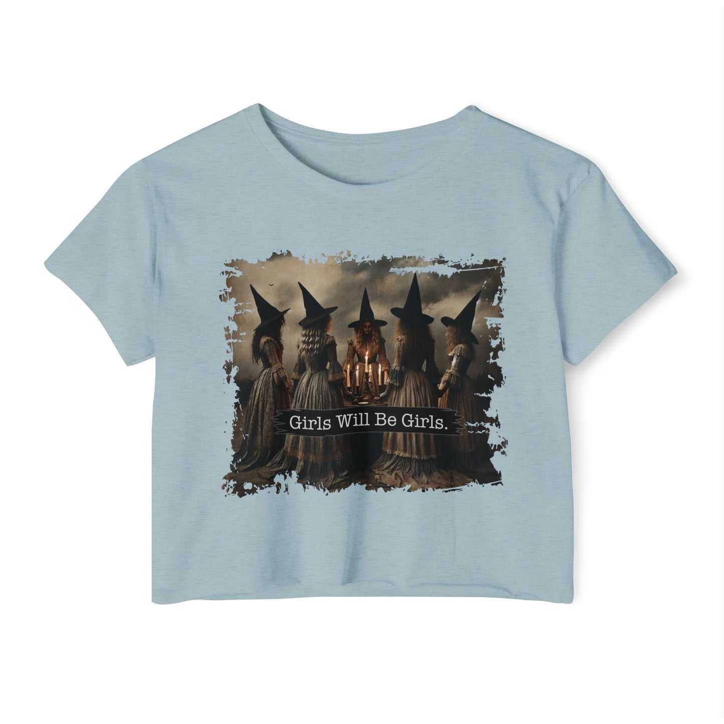 Women's Festival Crop Top with 'Girls Will Be Girls' Graphic, Boho Style Top, Concert Top, Halloween Outfit, Gift for Her, Summer [...]