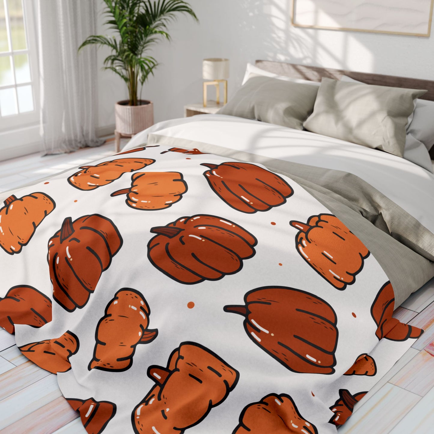 Cozy Pumpkin Fleece Blanket - Fall Decor, Autumn Gift, Seasonal Throw, Halloween Cozy, Home Blanket