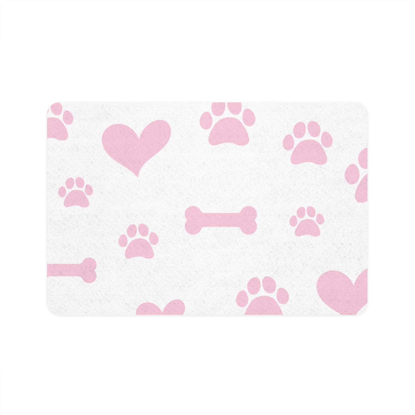 Cute Pet Food Mat with Pink Paw Prints | Dog & Cat Feeding Mat | Washable Pet Accessory | Pet Lovers Gift | 12x18 Inch