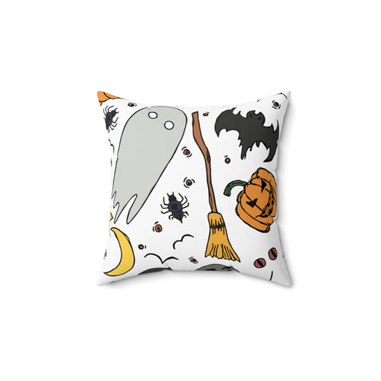 Halloween Decorative Pillow, Spooky Home Decor, Ghost and Pumpkin Throw Pillow, Cozy Fall Cushion for All Occasions