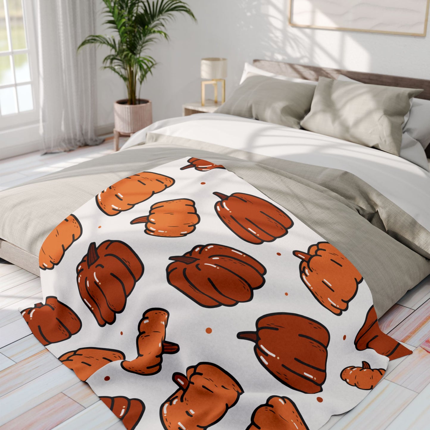 Cozy Pumpkin Fleece Blanket - Fall Decor, Autumn Gift, Seasonal Throw, Halloween Cozy, Home Blanket