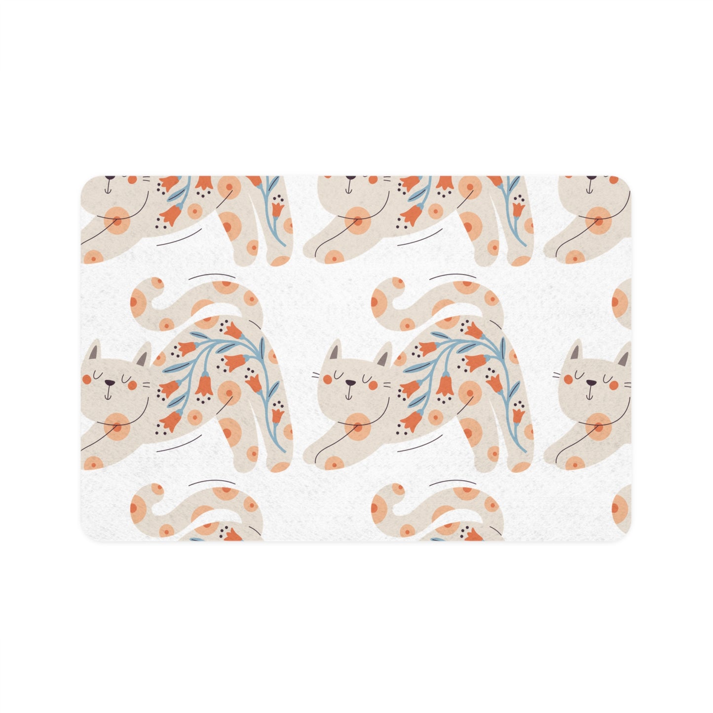 Whimsical Cat Pet Food Mat | Cute Cat Design, Pet Feeding Mat, Cat Lovers Gift, Home Decor, Doggy Style