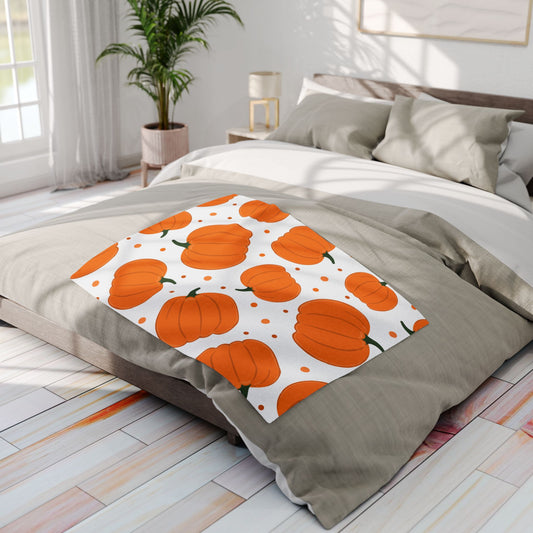 Cozy Pumpkin Fleece Blanket | Perfect for Fall Decor, Halloween, Thanksgiving, Home Warmth, Gift Idea