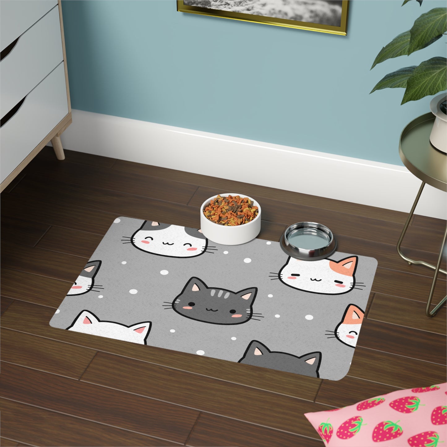 Cute Cat-Themed Pet Food Mat, Durable Feeding Station, Adorable Kitty Design, Perfect Gift for Cat Lovers, Pet Accessory