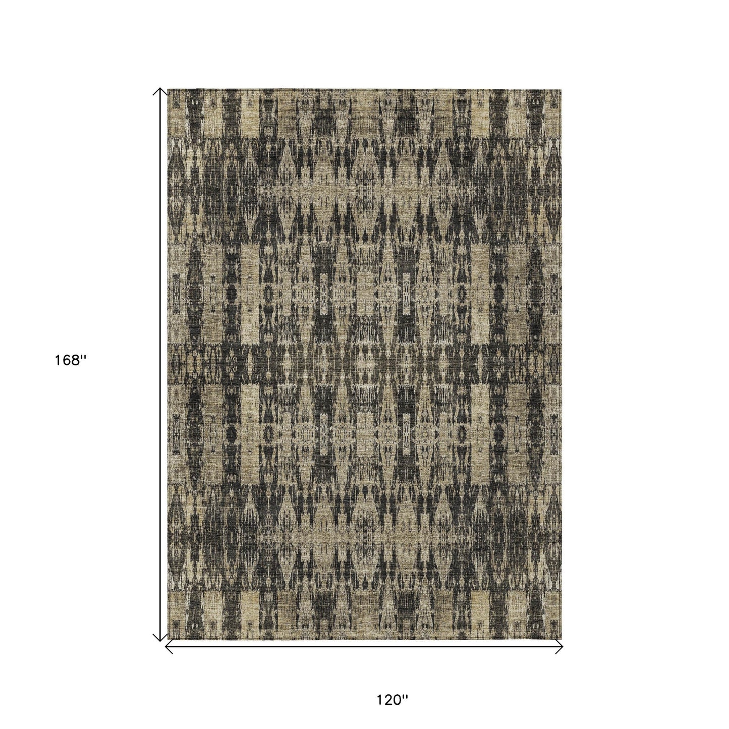 10' X 14' Black Taupe And Beige Moroccan Washable Indoor Outdoor Area Rug