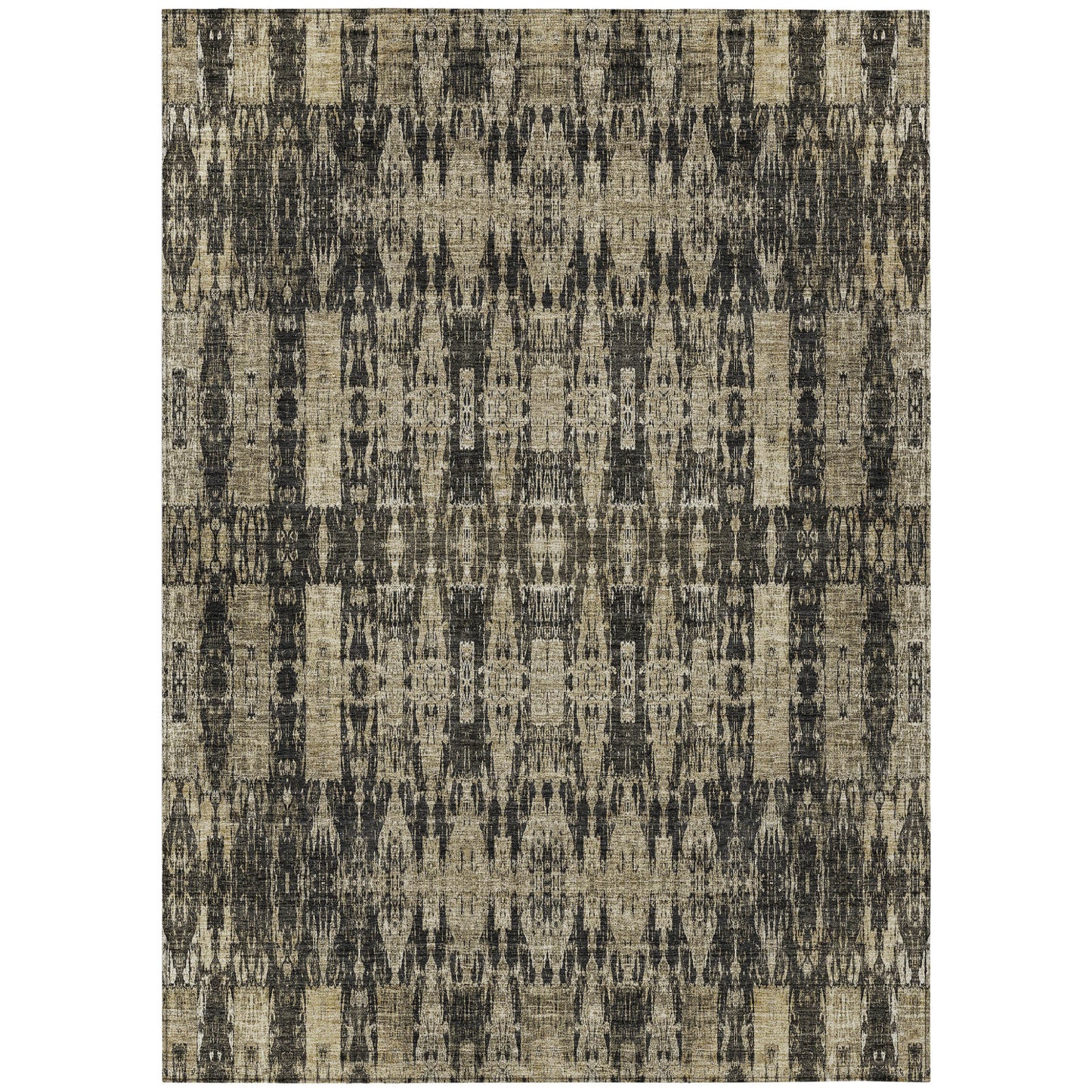 10' X 14' Black Taupe And Beige Moroccan Washable Indoor Outdoor Area Rug