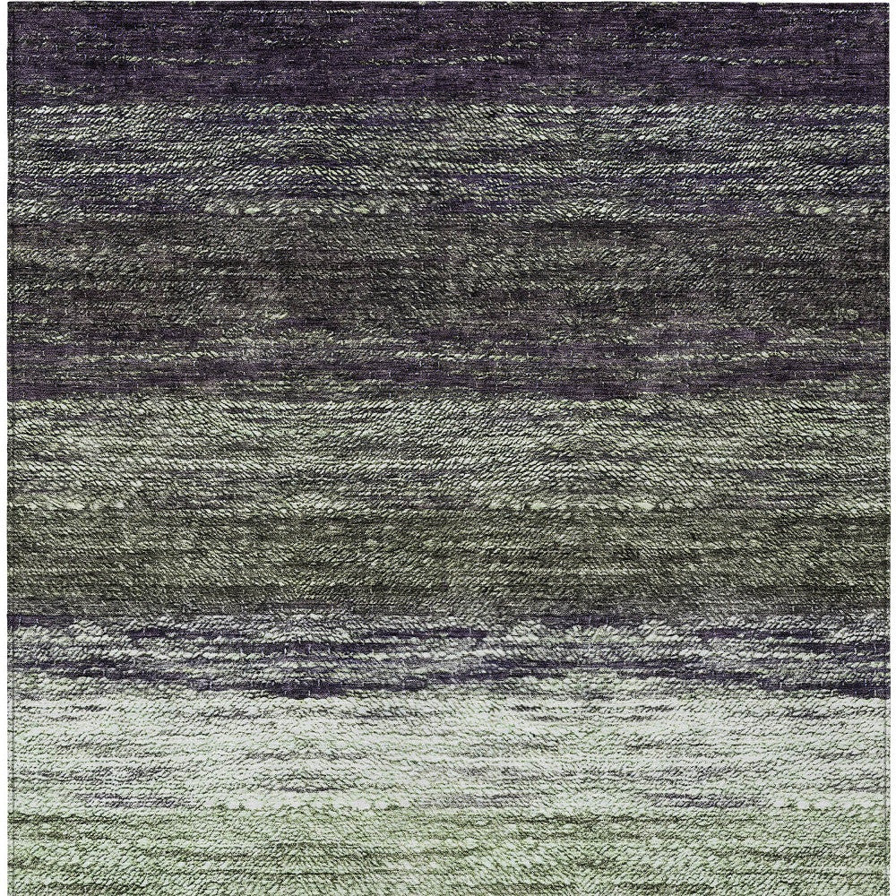 10' X 14' Green Ivory And Purple Ombre Washable Indoor Outdoor Area Rug