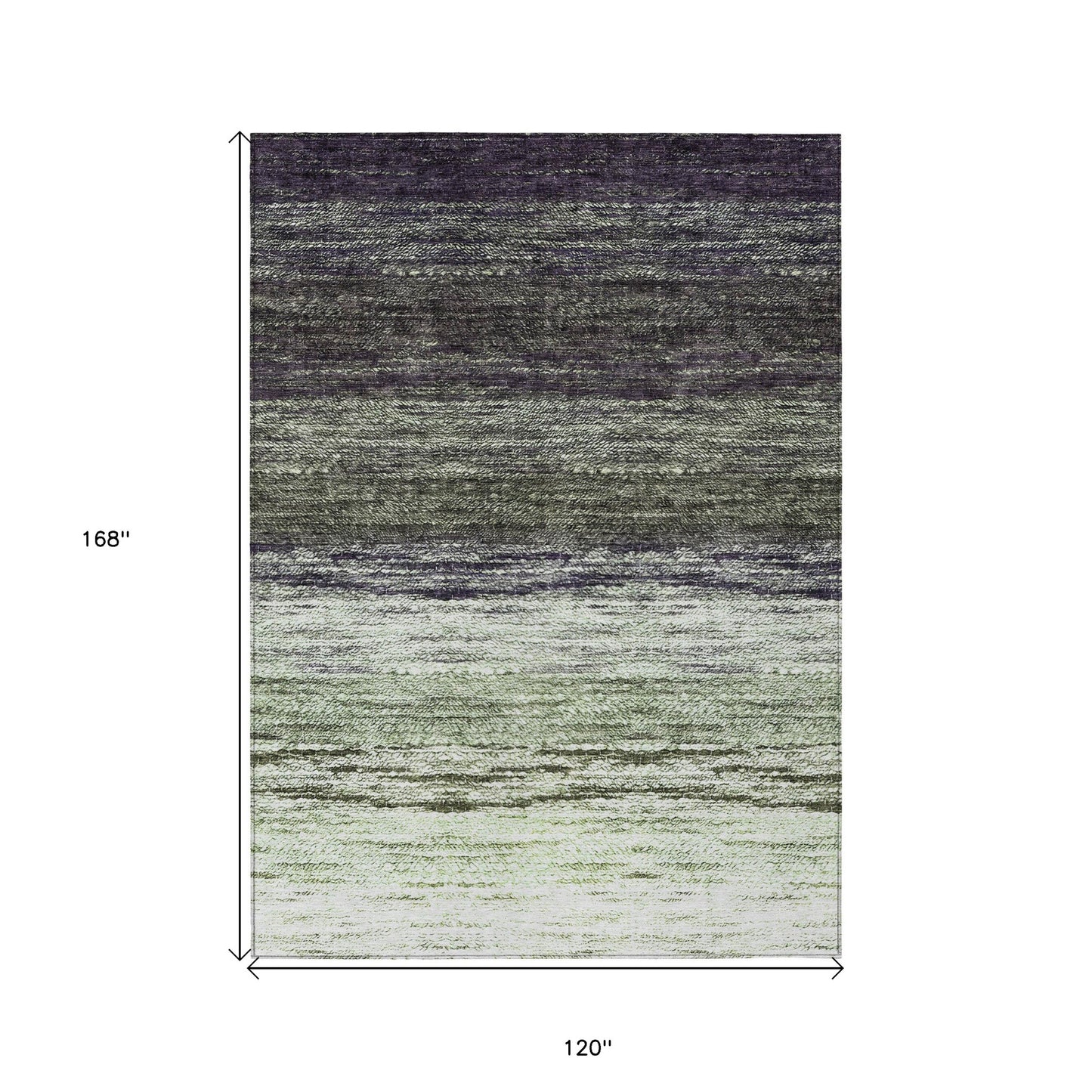 10' X 14' Green Ivory And Purple Ombre Washable Indoor Outdoor Area Rug