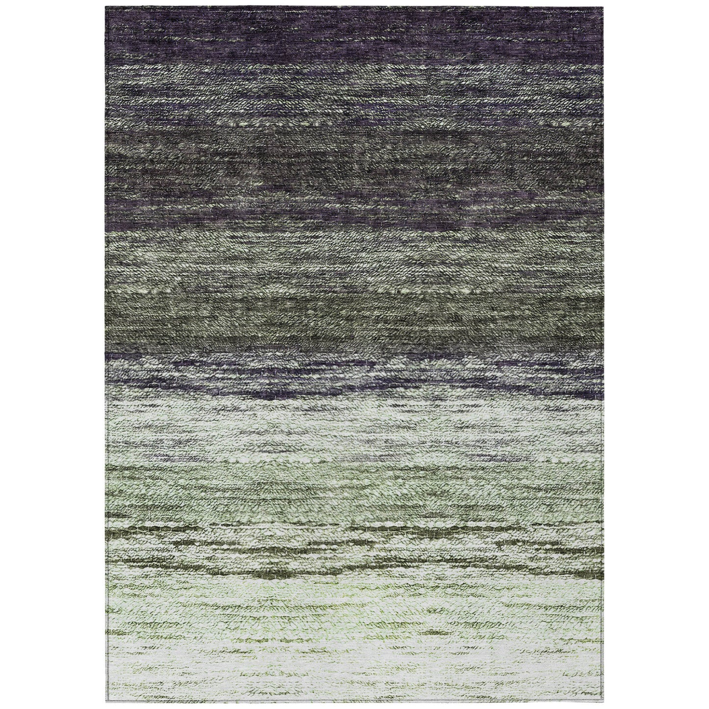 10' X 14' Green Ivory And Purple Ombre Washable Indoor Outdoor Area Rug