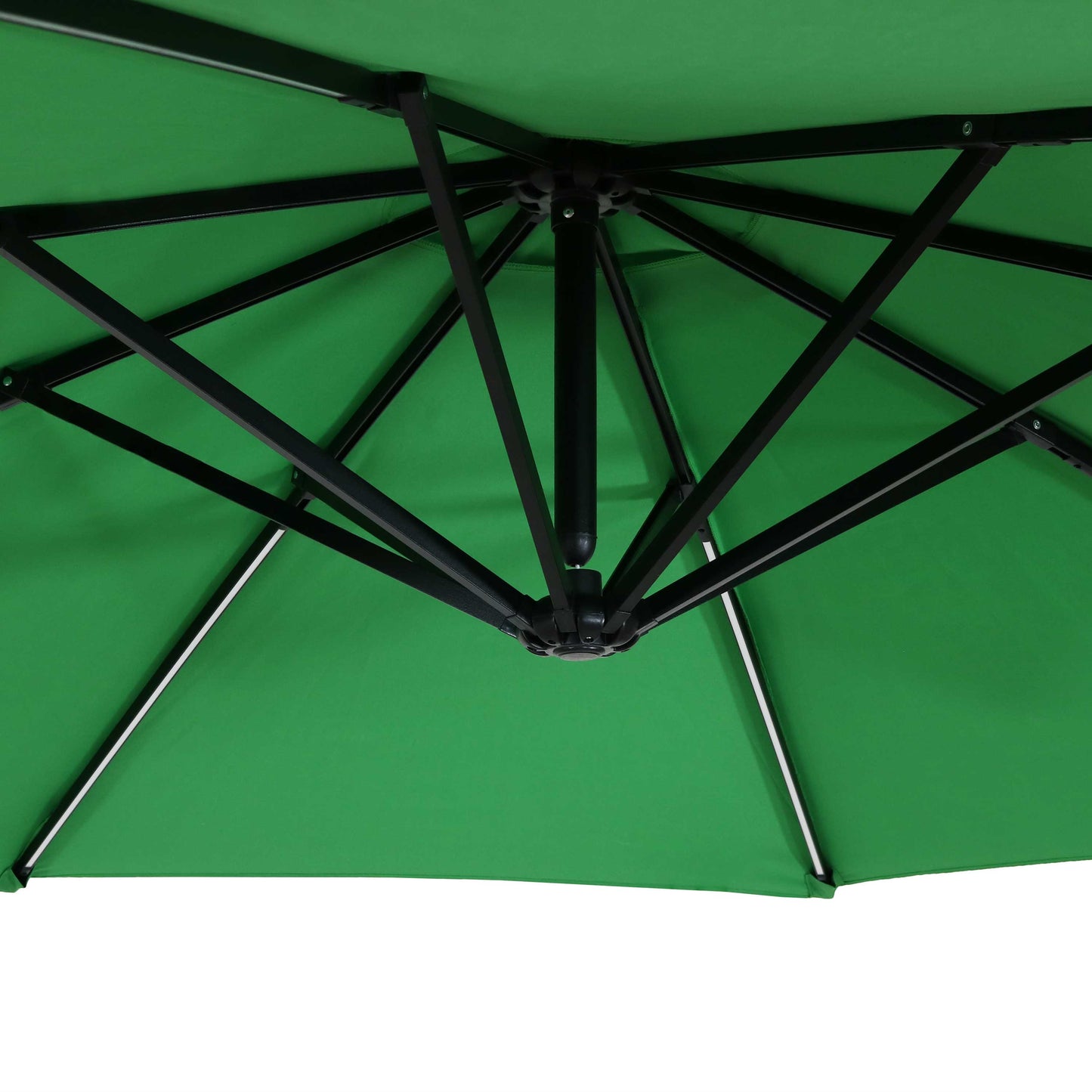 95" Green Polyester Octagonal Tilt Lighted Market Patio Umbrella with Stand