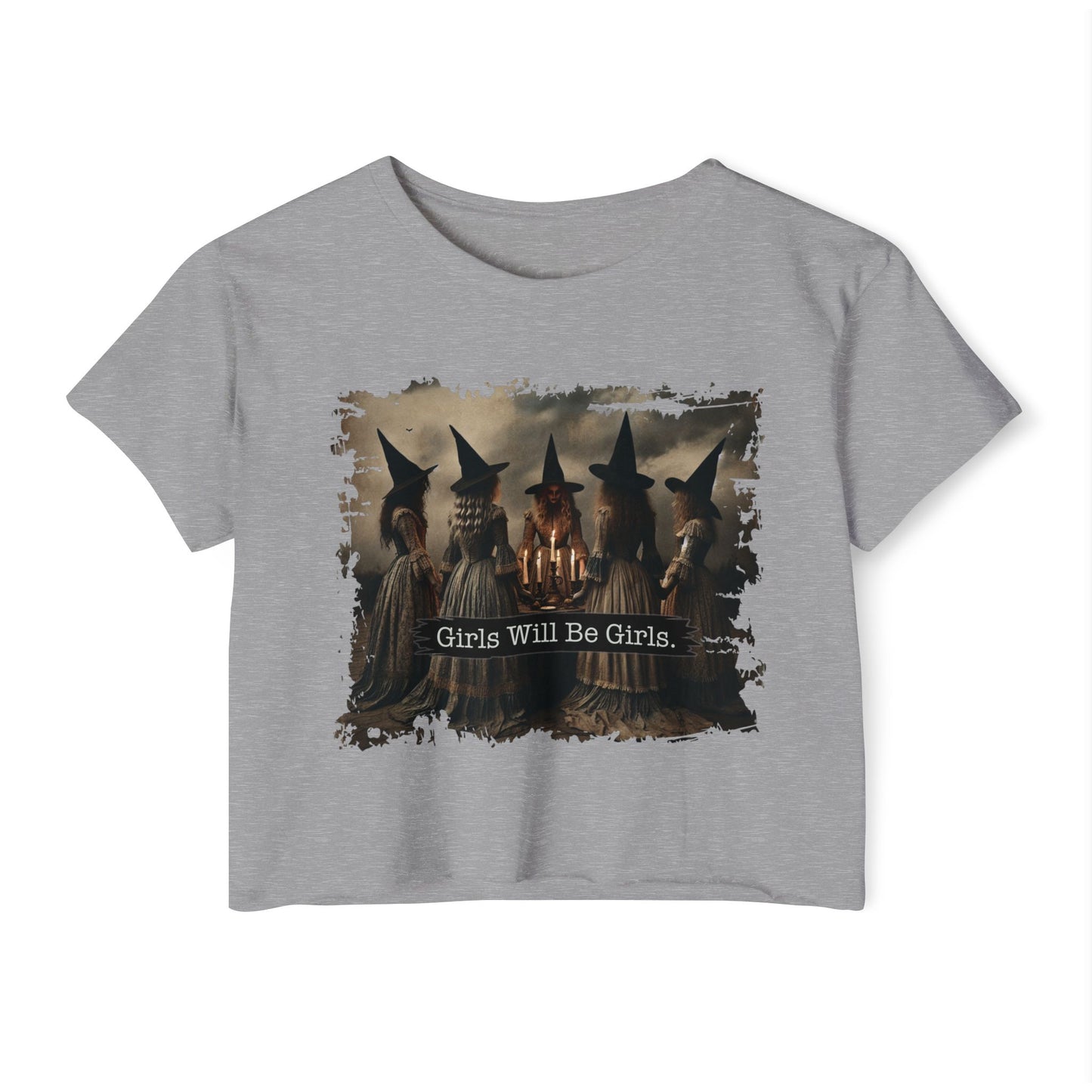 Women's Festival Crop Top with 'Girls Will Be Girls' Graphic, Boho Style Top, Concert Top, Halloween Outfit, Gift for Her, Summer [...]