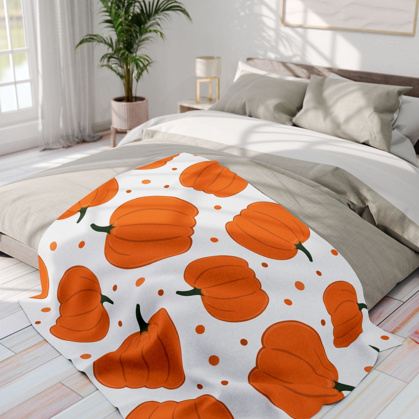 Cozy Pumpkin Fleece Blanket | Perfect for Fall Decor, Halloween, Thanksgiving, Home Warmth, Gift Idea