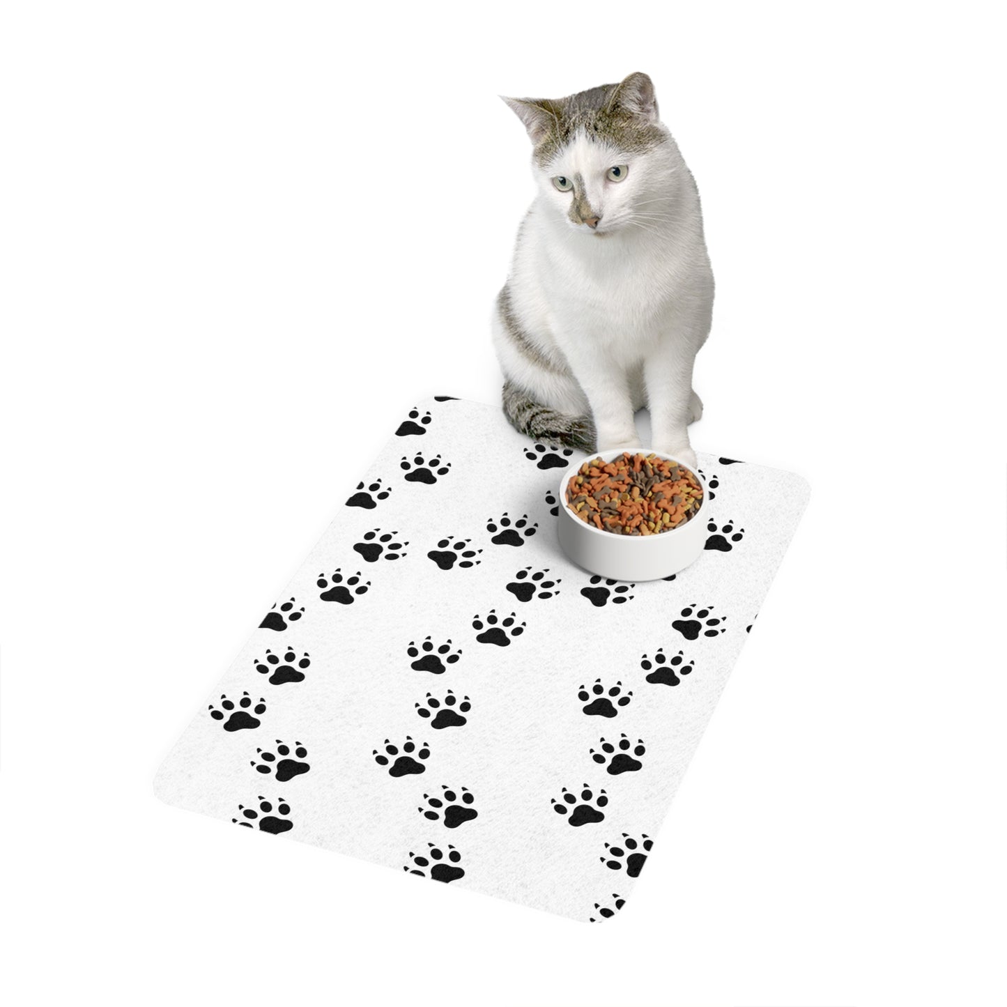 Pet-Themed Food Mat for Dogs & Cats, Paw Print Design, Non-Slip, Durable, Perfect for Pet Lovers, Great Gift Idea