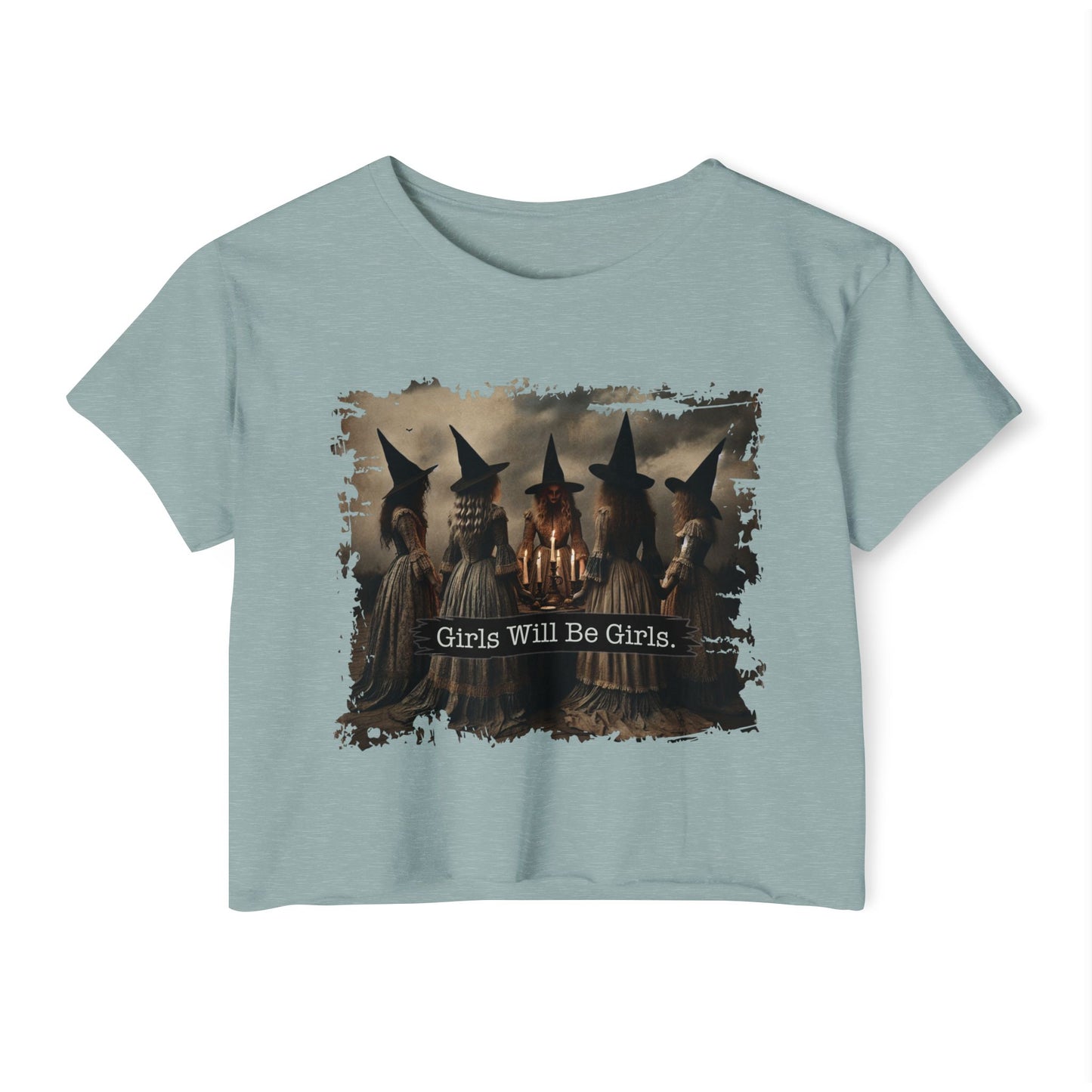 Women's Festival Crop Top with 'Girls Will Be Girls' Graphic, Boho Style Top, Concert Top, Halloween Outfit, Gift for Her, Summer [...]