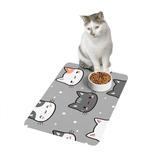 Cute Cat-Themed Pet Food Mat, Durable Feeding Station, Adorable Kitty Design, Perfect Gift for Cat Lovers, Pet Accessory